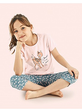 Donella Ceylan Baskılı Kız Çocuk Yazlık Pijama Takımı - 10117 - SOMON