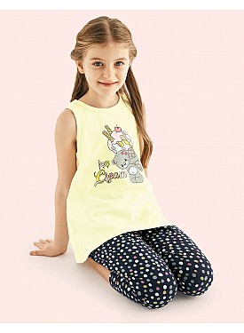 Donella Dondurma Baskılı Kız Çocuk Pijama Takımı - 10123 - BEYAZ
