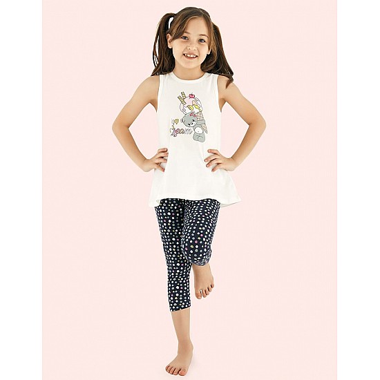 Donella Dondurma Baskılı Kız Çocuk Pijama Takımı - 10123 - SARI