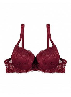 Donella B Cup Push Up Dantelli Balenli Sütyen Bordo - 1112 - BORDO