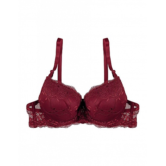 Donella B Cup Push Up Dantelli Balenli Sütyen Bordo - 1112 - BORDO