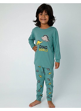 Donella Dino Baskılı Erkek Çocuk Pijama - 11552 - YEŞİL