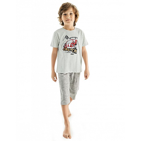 Donella Yarış Araba Baskılı Erkek Çocuk Yazlık Pijama Takımı - 11558 - MAVİ