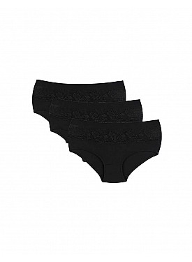 Donella 3-Piece Black Lace High Waist Women's Panties - 254302Q-3LU - BLACK