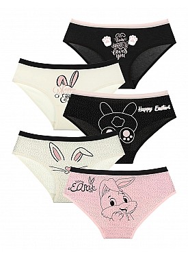 Donella 5-Piece Rabbit Printed Girl's Panties - 4171922RT-5LI - Mixed