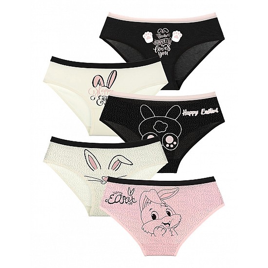 Donella 5-Piece Rabbit Printed Girl's Panties - 4171922RT-5LI - Mixed