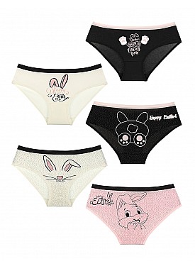 Donella 5-Piece Rabbit Printed Girl's Panties - 4171922RT-5LI - Mixed