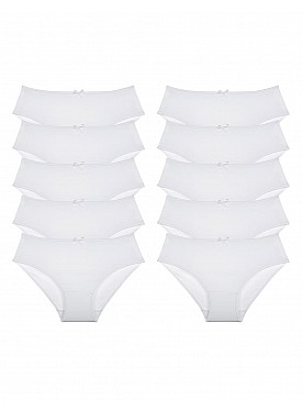 Donella 10-Piece Basic Girl's Panties White - 4196 - WHITE