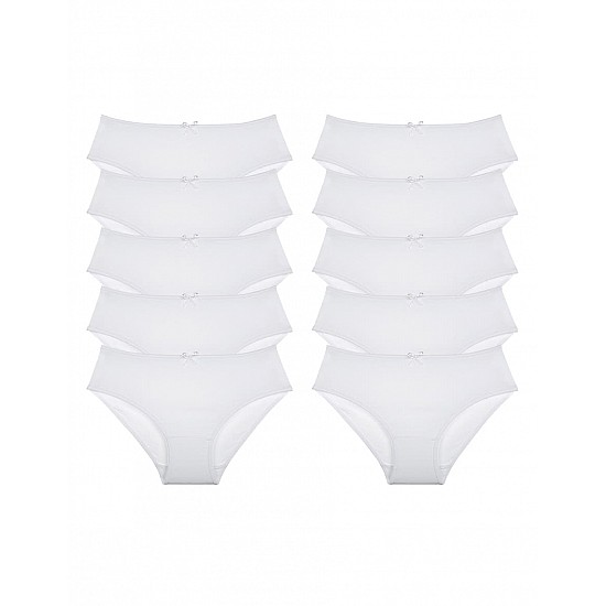 Donella 10-Piece Basic Girl's Panties White - 4196 - WHITE