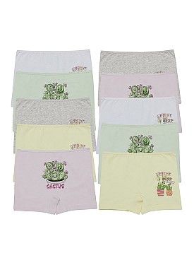 Donella 10 Pack Colorful Cactus Printed Girls' Shorts - 425085 - Colorful