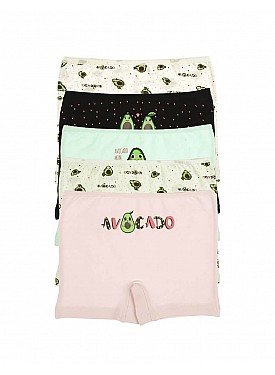 Donella 5-Piece Avocado Printed Girls' Shorts - 4271953AV-5LI - Colorful