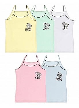 Donella 5'li Renkli Panda Baskılı Kız Çocuk Atlet - 435043 - Renkli