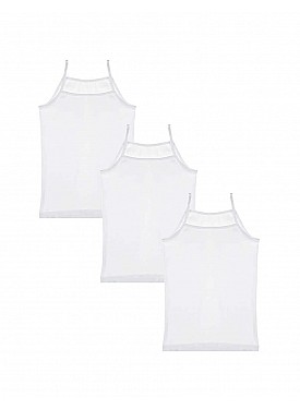 Donella 100% Cotton 3-pack Girls Undershirt - 4351D2 - WHITE