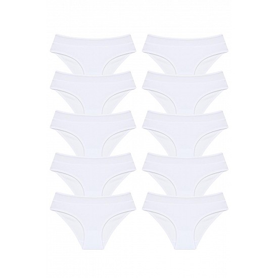 Donella 10-Piece Tulle Waist White Girl's Panties - 472002 - WHITE