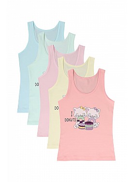 5'li Renkli Kız Çocuk Atlet - 4911y36 - Renkli