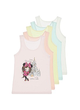 Donella 5'li Renkli Prenses Baskılı Kız Çocuk Atlet - 495088 - Renkli