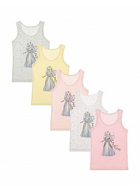 Donella 5'li Renkli Snow Fairy Baskılı Kız Çocuk Atlet - 49711165B - Renkli