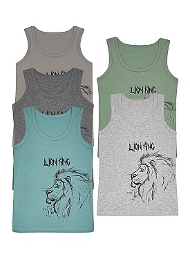Donella 5-Pack Colorful Lion Printed Boys Undershirt - 7711Y2 - Colorful