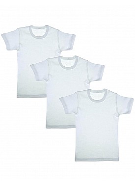Donella 3-Piece 100% Cotton Boy's Short Sleeve Undershirt - 7950 - WHITE