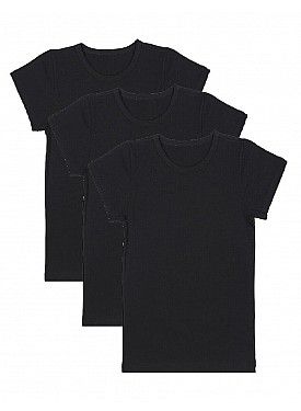 Donella 3-Piece Boy Short Sleeve Undershirt - 7971-1 - BLACK